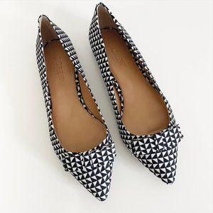 J. Crew Black and White Geometric Pointed Toe Flats